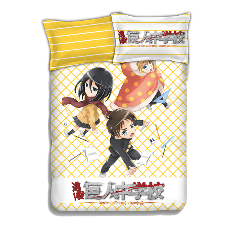 Attack on Titan Japanese Anime Bed Blanket Duvet Cover with Pillow Covers